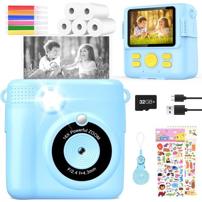 GKTZ Appareil Photo Instantané Enfant - 1080P HD Appareil Photo