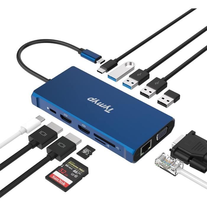 Station D'accueil USB-C 12-en-1 Minthouz - Triple écran 4K, Charge 100W, Ethernet 2.5G Pour MacBook/PC
