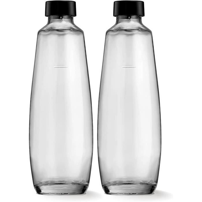 SodaStream DuoPack 1L bouteille en verre , bouteilles de rechange adaptées à la gazéificateur d'eau SodaStream DUO, 2x 1L de cap10