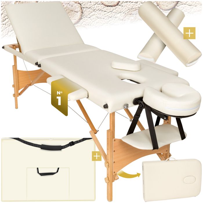 Ensemble de table de massage Daniel avec rouleaux de massage - beige