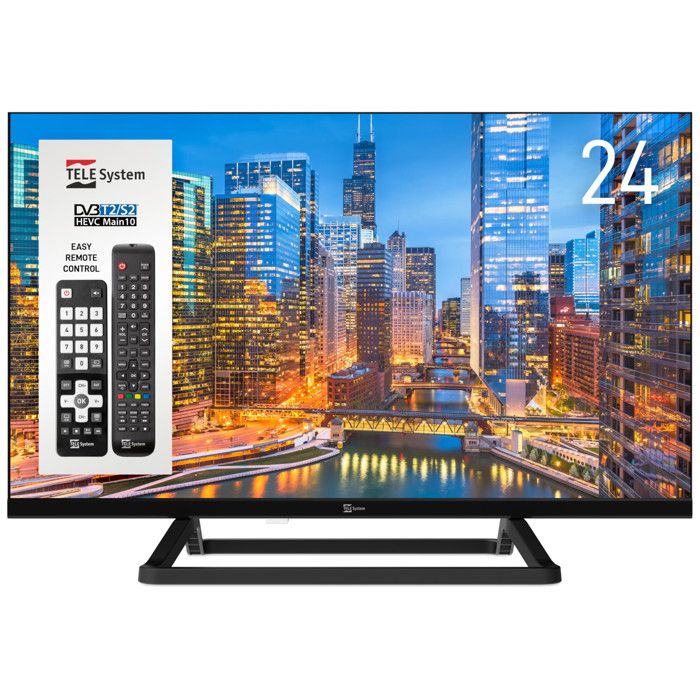 Télévision TELE SYSTEM TS24 LS14 24 pouces DVB T2 S2 HEVC 10 bit
