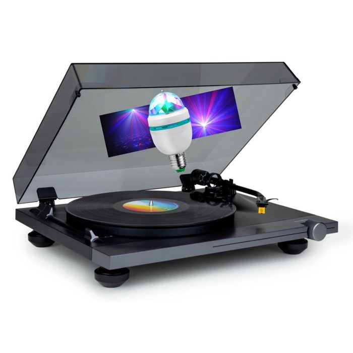 Tourne Disque vinyle Thomson TT700 Sortie RCA 3345 Tours Finition Alu Ampoule DIAMS couleurs LED inclus - vue 2