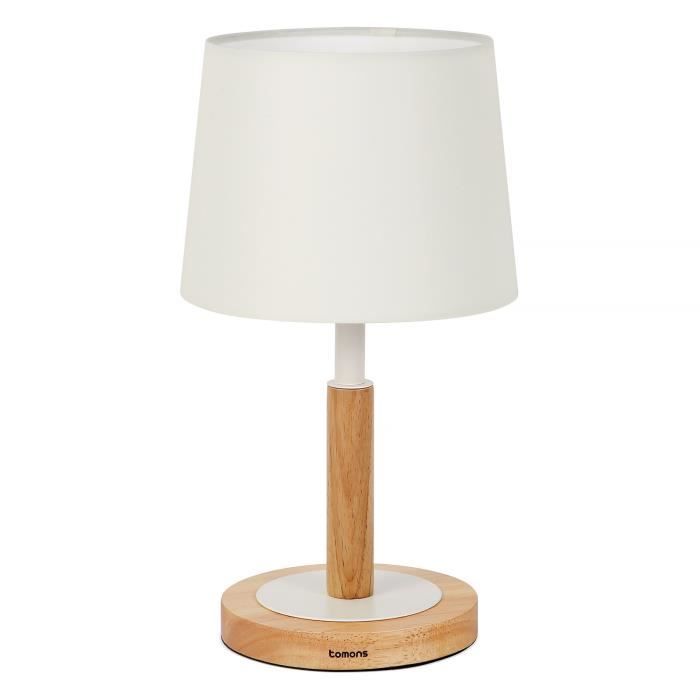 tomons lampe de chevet en bois, lampe de bureau, lumière de table de nuit, stepless dimming, bois certifié fsc, style scandinave
