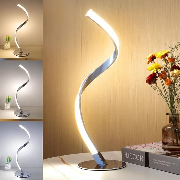 Lampe de table LED, Dimmable Lampe de Table Minimaliste Spirale Moderne,  12W 3 Couleurs Lampe de chevet Lampe de Bureau fo
