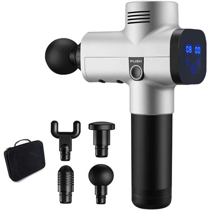 Pistolet De Massage Portable Pour Soulager Les Douleurs Musculaires 30 Vitesses Silencieux Et Professionnel 10 Tetes De Massage Interchangeables