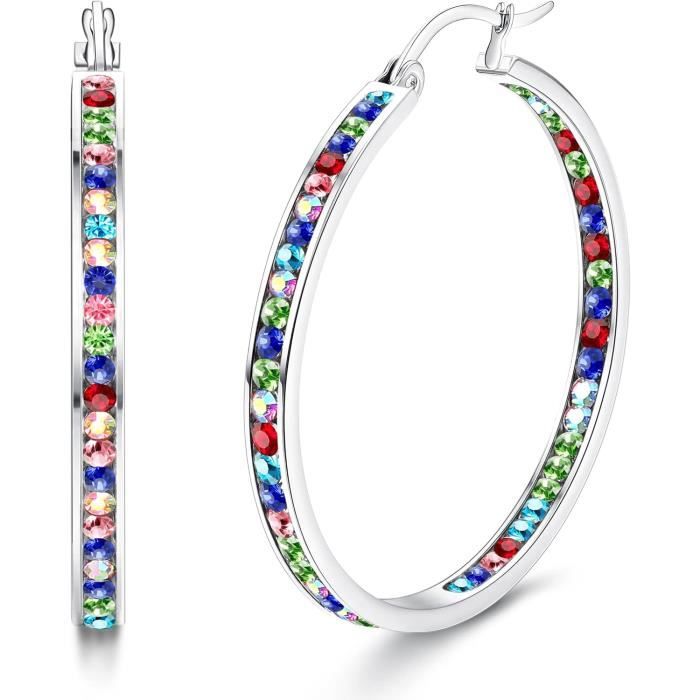 Boucles D'oreilles Créoles En Acier Inoxydable – 3,5 Cm Argent, Dormeuses, Neuves