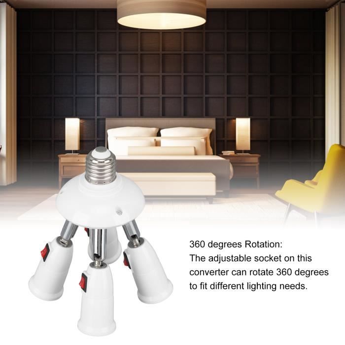 Budiniao Adaptateur Ampoule E27 Splitter Réglable 1 à 5 Douilles - Convertisseur Lampe Pour Maison Et Entrepôt