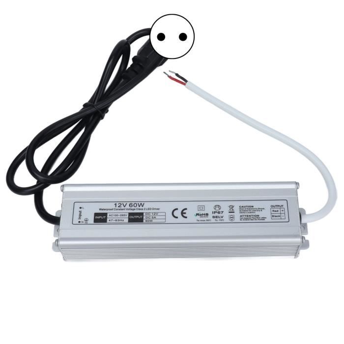 Adaptateur LED 12V 2A 24W – Lot De 2 – Étanche IP44 – Pour Guirlandes, éclairages De Noël Et Jardin – Prise UE