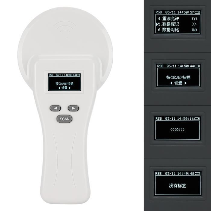 Lecteur de micropuces Scanner RFID Portable, 134.2KHz/125KHz Petchip ...