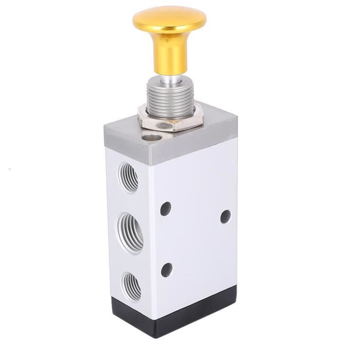 Vanne Pneumatique 5 Voies 2 Positions - Commande Manuelle, Pression 0-0,8 MPa, Entrée/sortie PT3/8, Alliage Aluminium