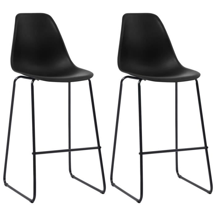 "promo"tabouret haut lmt - chaises de bar lot de 2 noir plastique 11,7kg