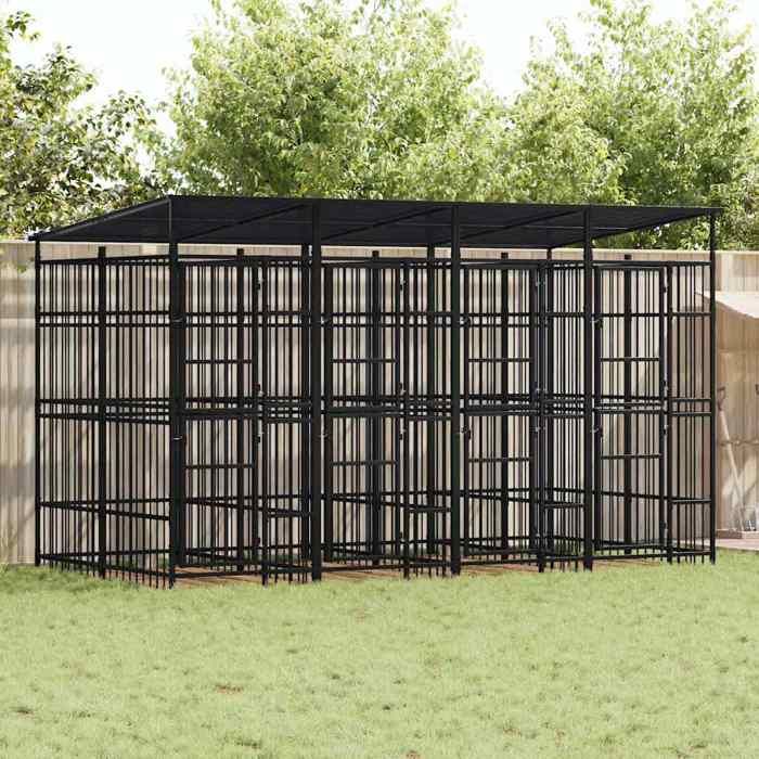 vidaXL Chenil avec toit Acier 7 37 mÂ²