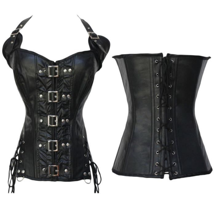 Halter En Cuir Taille Cintree Corset Bustier Pour Femme Fille Noir Rangement Casier Etagere Cdiscount Auto