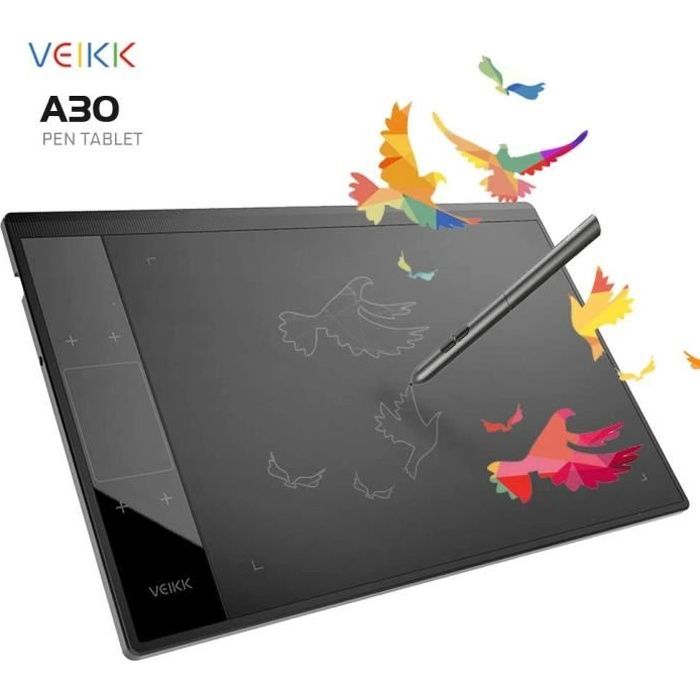 VEIKK - Tablette graphique de dessin A30 Tablette à stylet avec