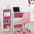 MEUBLES COSY Chaise de bureau enfant hauteur réglable Chaise de bureau a roulettes Rose Style contemporain - L48xP55xH82-92cm-1
