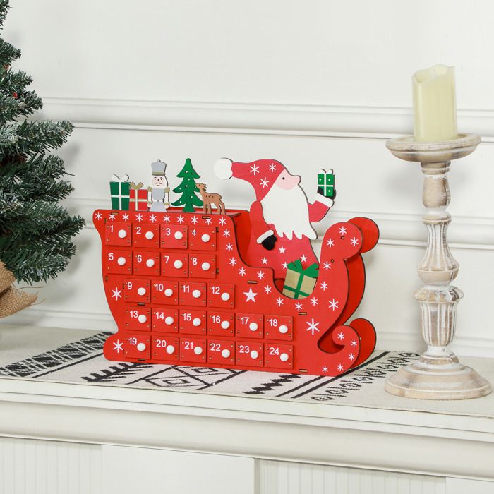 Calendrier De L'Avent LED Village Enneigé - 24 Tiroirs Pour Cadeaux - Décoration Lumineuse De Noël - HOMCOM