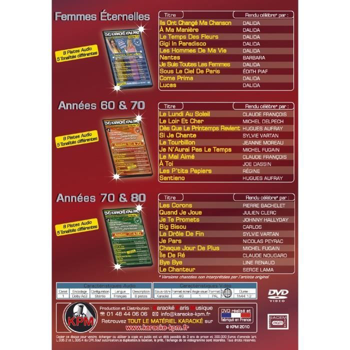 Coffret 3 DVD Karaoké KPM Pro Années 60 & 70 & 80 - Cdiscount DVD