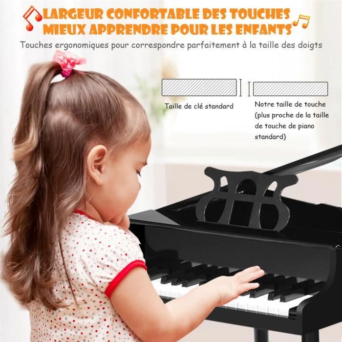 COSTWAY 30 Touches Piano pour Enfants Rose Piano à Queue avec Pupitre, Banc  Éducatif de Musique Cadeau Idéal pour Garçon/Fille - Cdiscount Instruments  de musique