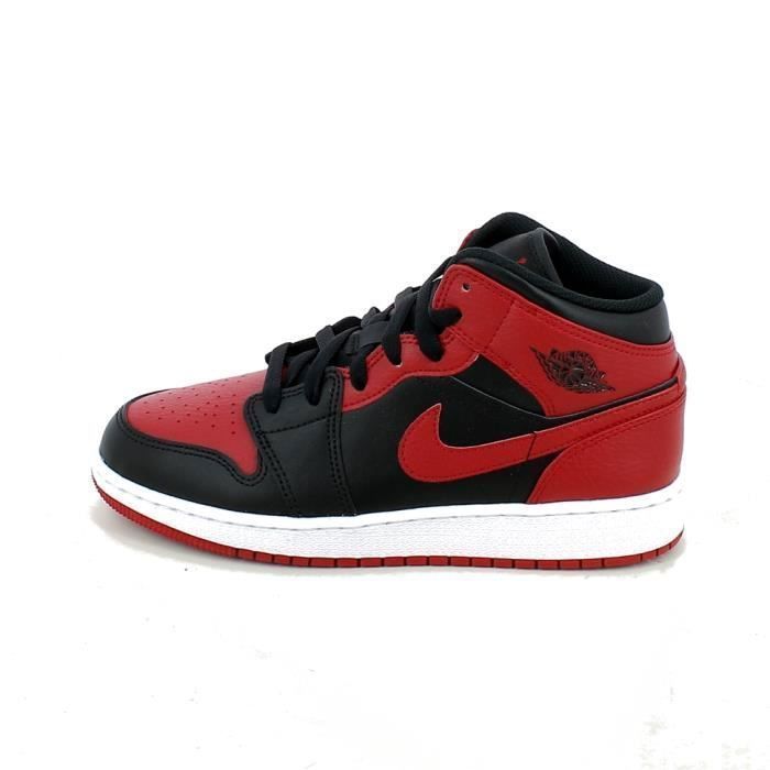 Basket Nike Air Jordan Mid Rouge Noir Blanc Adulte Lacets