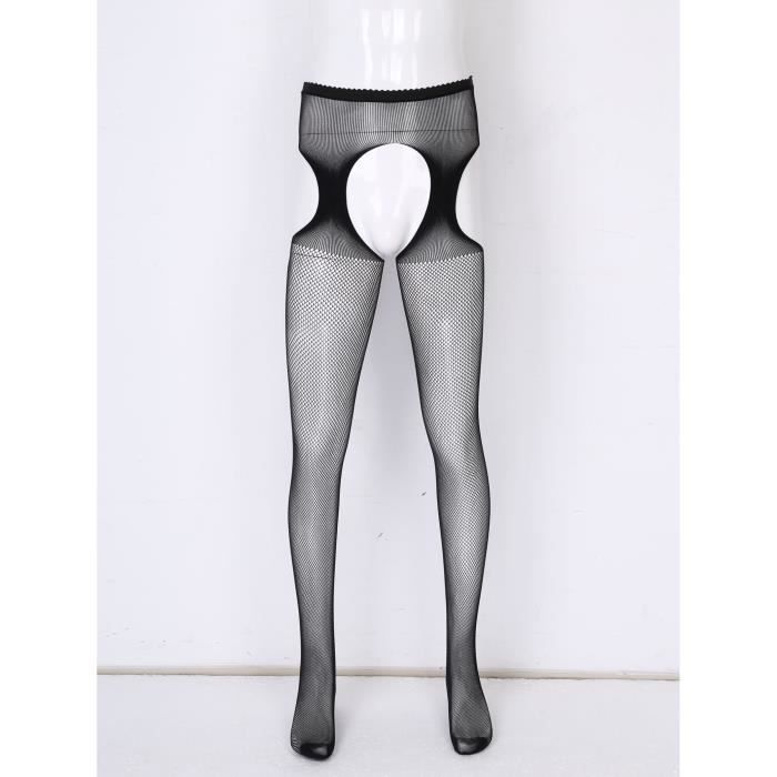 Collant Femme Ajouré Sexy - Ouvert Entrejambe - Résille Transparent - Taille Unique