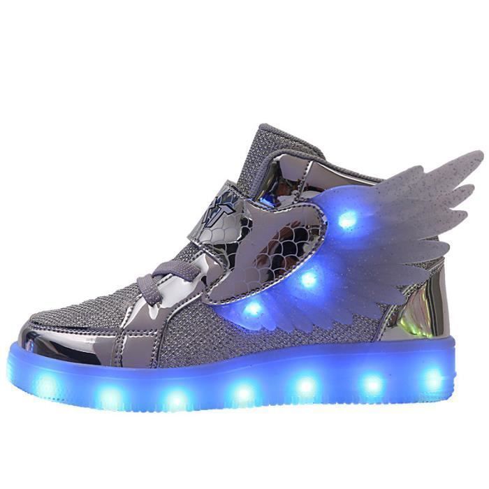 Enfant Chaussure Basket Lumineuse pour Garcon Fille 7 couleurs Led lumiere USB Rechargeable Gris Cdiscount Chaussures