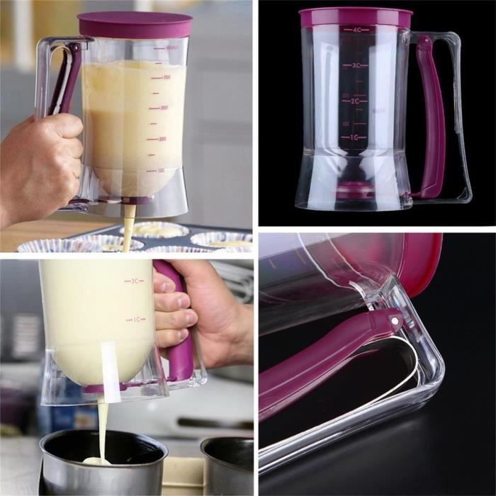 LATRAT Lot De 4 Entonnoirs Distributeurs Pâte à Crêpes – Piston Contrôle Précis, Plastique Alimentaire, Décoration Gâteaux & Pâtisserie