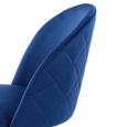 URBAN MEUBLE - Lot de 2 chaises à repas en velours bleu nuit - Style scandinave - pieds métal effet bois - 56*50*79cm-2