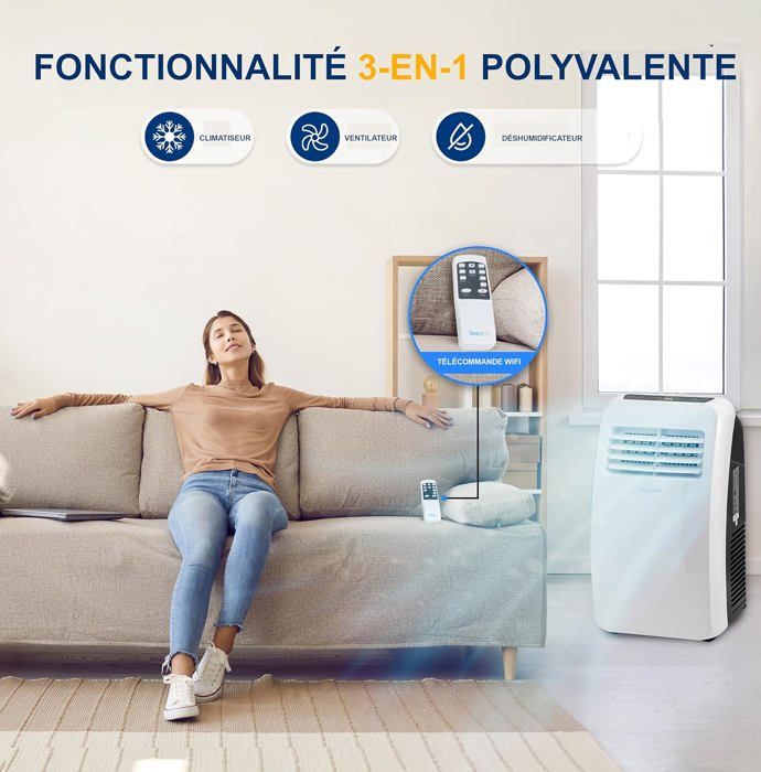 Climatiseur Mobile Silencieux,7K Btu, Climatiseur Portable 3En1 Avec — free download
