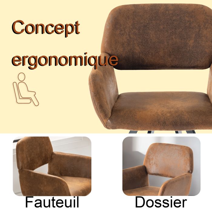 VidaXL 6 pcs Chaises de salle à manger Marron Similicuir - Maison