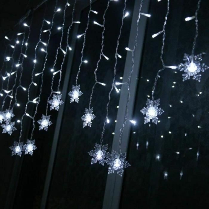 Rideau lumineux DEL romantique en forme de flocon de neige de 3 m