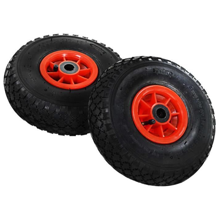 Relaxdays Roue de Diable Set de 2 Caoutchouc 260x85 mm