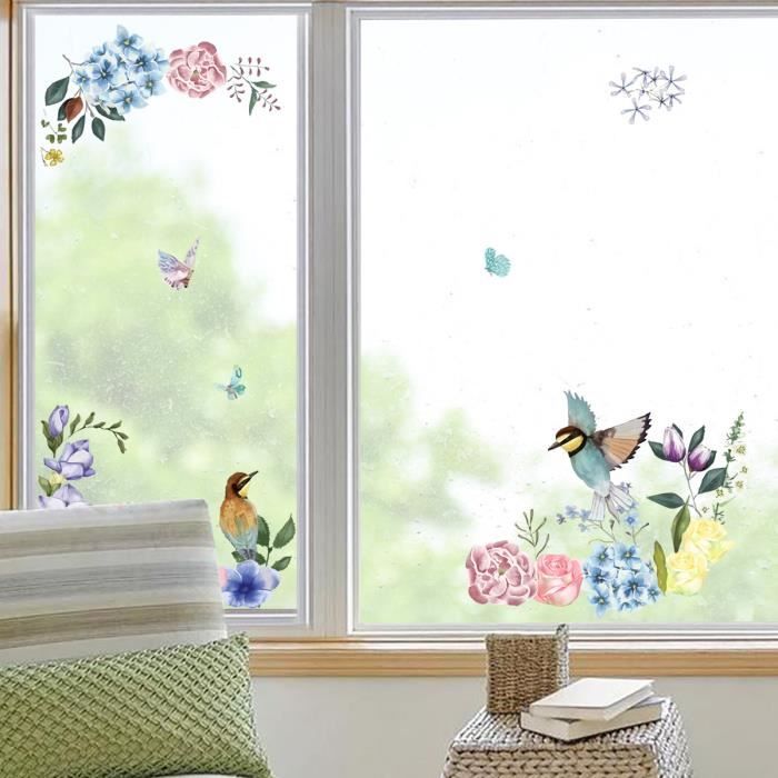 Supzone Stickers Fenetre Fleurs Blanches et Papillons Autocollant Fenêtre Décoratif Stickers Supzone Stickers Fenetre Fleurs Blanches et Papillons Autocollant Fenêtre Décoratif Stickers