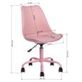 MEUBLES COSY Chaise de bureau enfant hauteur réglable Chaise de bureau a roulettes Rose Style contemporain - L48xP55xH82-92cm-3
