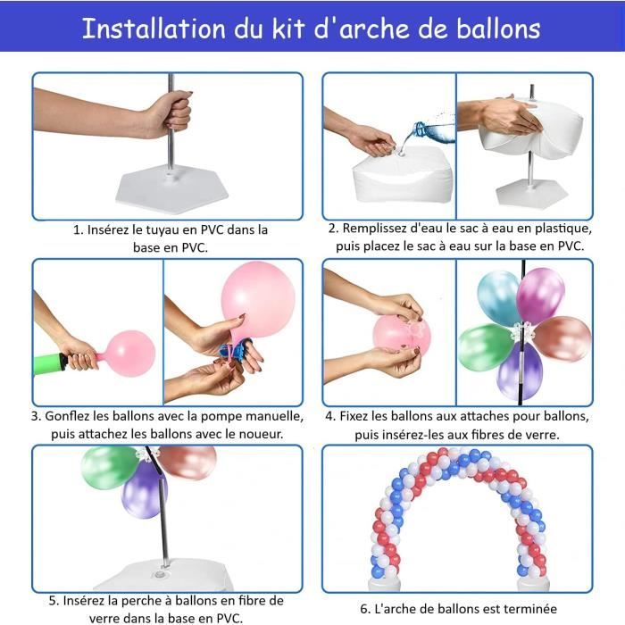10 Kit de Support Ballons Anniversaire, Support de Ballon Table, Arche de  Ballon Set Tige Ballon Pour Toutes Les Festivals[S226] - Cdiscount Maison