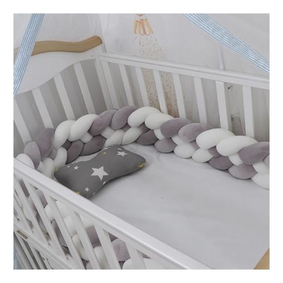 LFEWOX 2m Tressé Lit Bébé Bumper Main Noueuse Tressé Coussin Décoratif Lit Rembourré Coussin De Sécurité De Sommeil en Peluche pour Nouveau-né Cadeau 