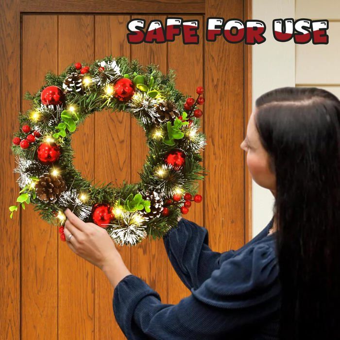 Couronne De Noël De 40 Cm Avec Lumières, Décorations De Noël Pré