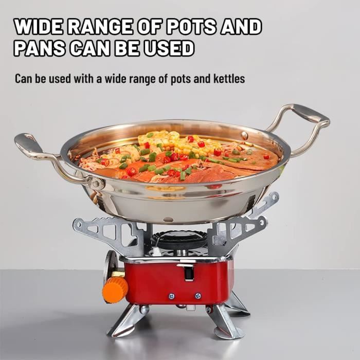 3000W Réchaud De Camping Avec Allumage Piézo Coupe-vent Petit Réchaud à Gaz De Camping Pliable