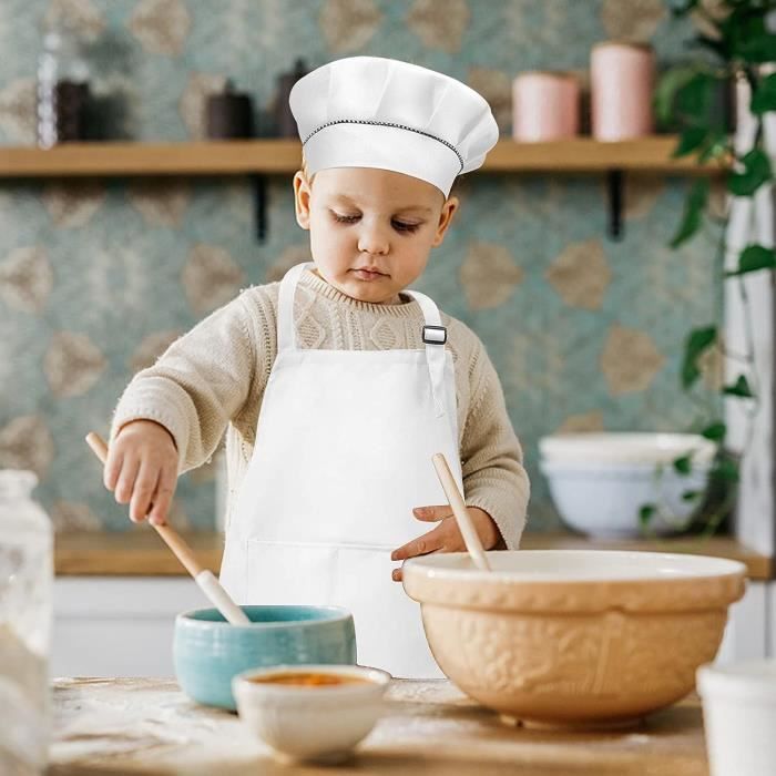 Set de cuisine enfant Tablier Toque Gant - Blanc et Couleurs
