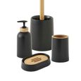 PRIMA - Set de salle de bain 4 pièces en plastique et bambou noir-0