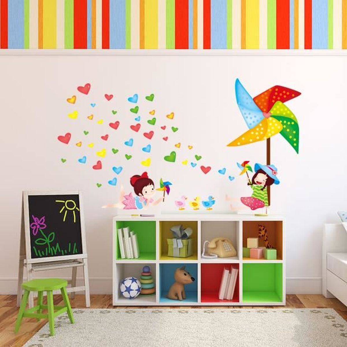 Moulin A Vent Colore Fille Sticker Mural Pour Chambre De Decoration De Chambre Achat Vente Stickers Cdiscount