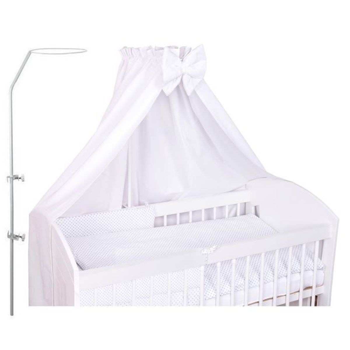 Callyna Ciel De Lit Bebe Moustiquaire Avec Support Blanc Nœud Blanc Xxl Cdiscount Puericulture Eveil Bebe