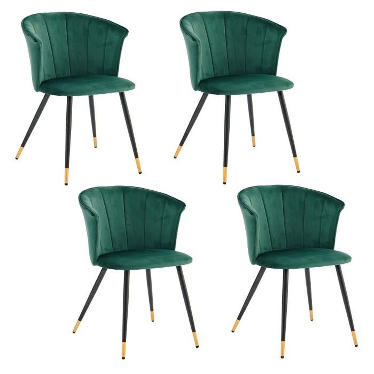 Lot de 4 chaises en velours vert foncé Chester | Maisons du Monde
