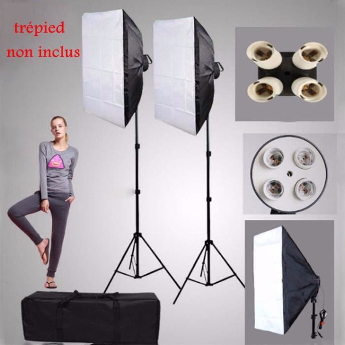 420W Kit d'Eclairage Continu Photo Studio Softbox/Trépied 4 en 1 E27