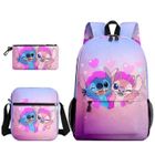 IHABOR Lot de 3 Ensemble Cartable pour filles Sac à dos dessin animé avec trousse à crayons et Sacs à bandoulière Cadeaux pour enfants
