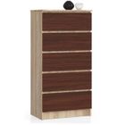 Commode AKORD K60 Chêne Sonoma 60 cm 5 tiroirs façade Wengé 60x40x121 cm