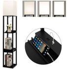 COSTWAY Lampadaire Salon sur Pied avec Ampoule LED 5000K Luminosité à 3 Niveaux 1 Tiroir et 1 Port USB 3 Etagères 26 x 26 x 160 cm