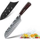 ZENGEST Couteau de Damas de Santoku, Couteau Japonais Professionnel,Lame de 18 cm Couteaux de Cuisine, Ergonomique Handle