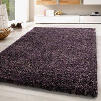 Tapis shaggy à poils longs doux tapis pour salon gris violet beige mauve tacheté [Lilas, 60x110 cm]
