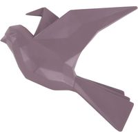 Oiseau fixation murale en résine violet mat origami Grand modèle Violet