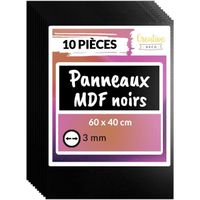 Creative Deco 10x Panneau MDF Noir 600x400x3mm | Planche Bois Brut | Plaque Bricolage, Découpe Laser, Gravure | Panneaux Pyrogravure
